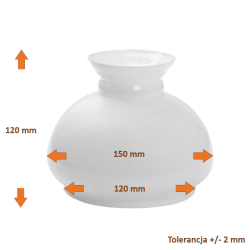 Klosz 5557 do lampy naftowej opal - aladyn - otw.mont. 120 mm