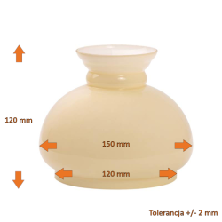Klosz 5557 do lampy naftowej opal - aladyn - otw.mont. 120 mm