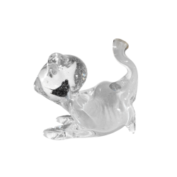 Clear glass figurines with alabaster - Cat lying down