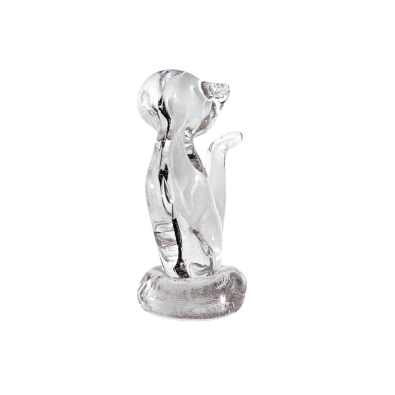 Glasfigürchen (Hell) mit Alabaster - die Katze sitzend K