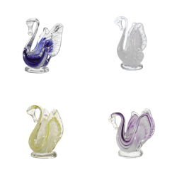 Clear glass figurines with alabaster - Swan