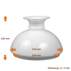 Klosz 5545 do lampy naftowej opal - aladyn - otw.mont. 154 mm